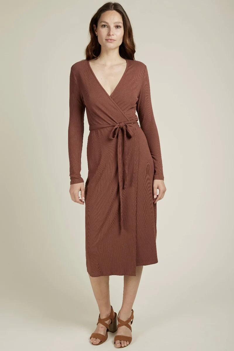 Kleid - ZEN - Wickelkleid - Langärmlig mit Gürtel