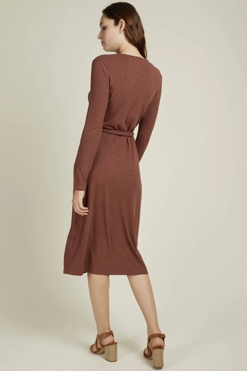 Kleid - ZEN - Wickelkleid - Langärmlig mit Gürtel