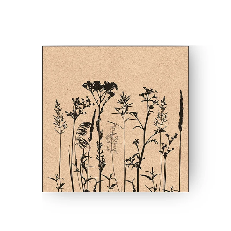 Papierserviette M - Recycled Herbs and flowers black