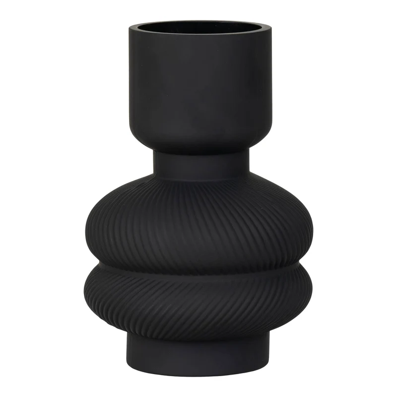 Vase - Vase aus matt schwarzem Glas - Ø 15x22 cm