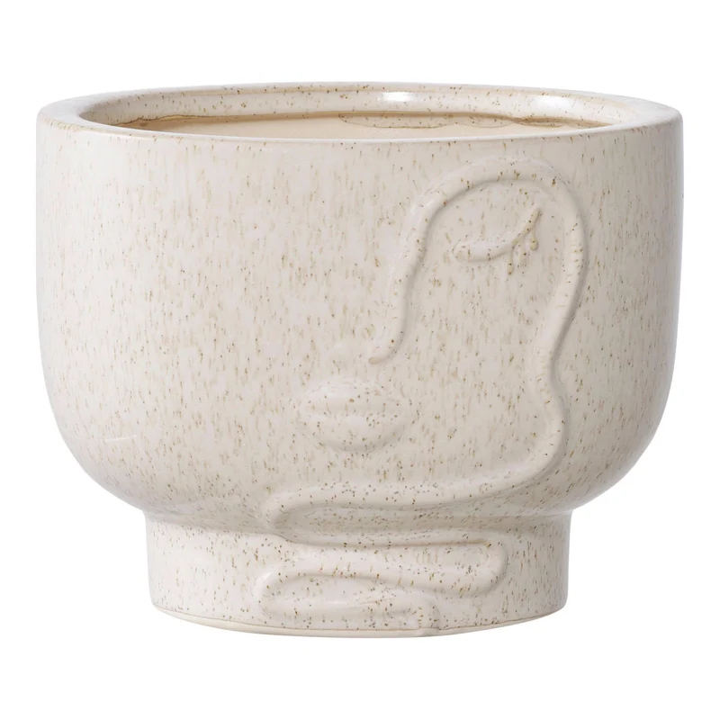 Blumentopf - Gesicht - Keramik beige - ø 15x12 cm