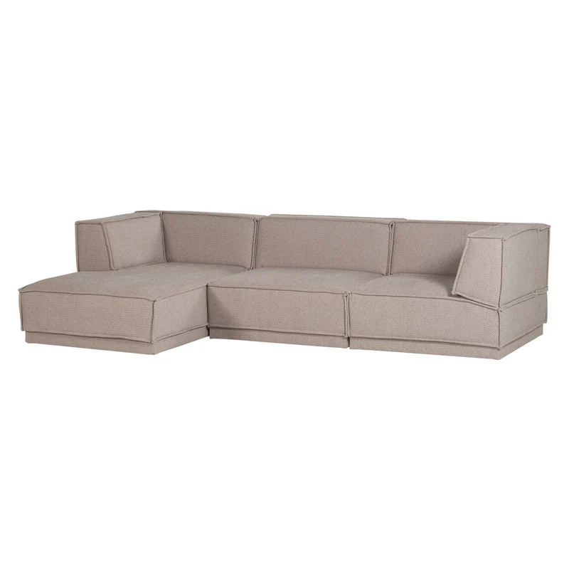 Manu Chaise Lounge Sofa Grob Chenille Natur (links) - WOOOD