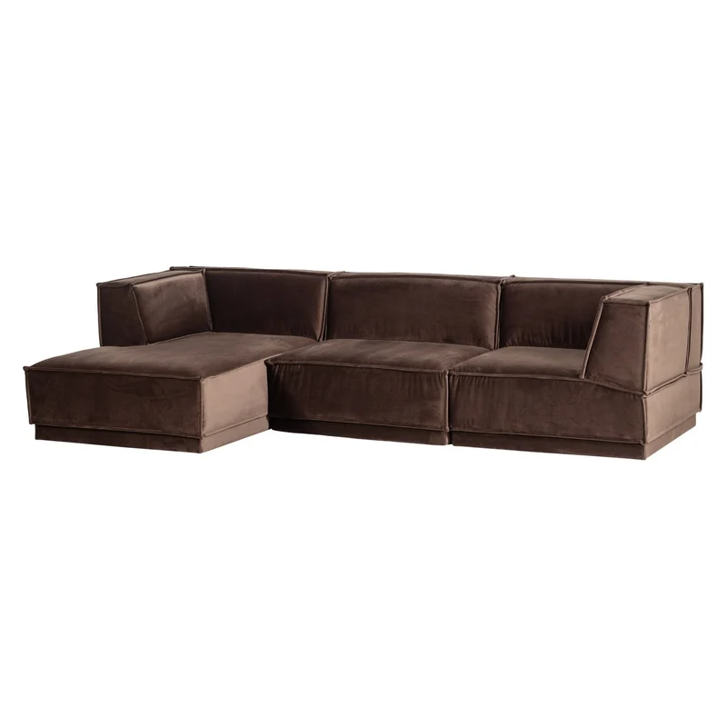 Manu Chaise Lounge Sofa Velvet Braun (links) - WOOOD