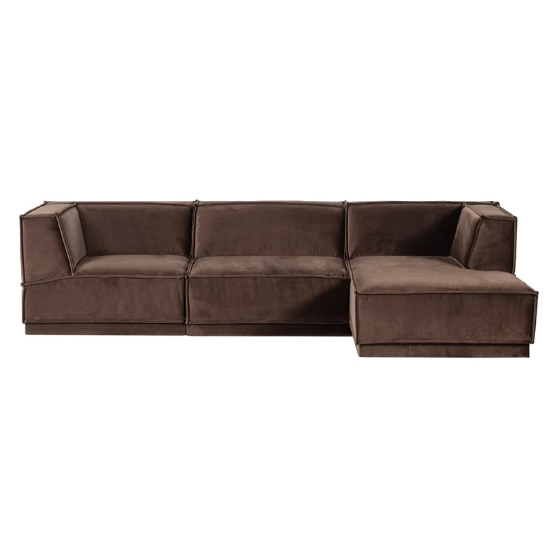 Manu Chaise Lounge Sofa Velvet Braun (rechts) - WOOOD