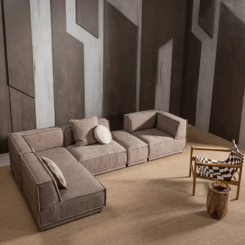 Manu Chaise Lounge Sofa Teddy Taupe (rechts) - WOOOD