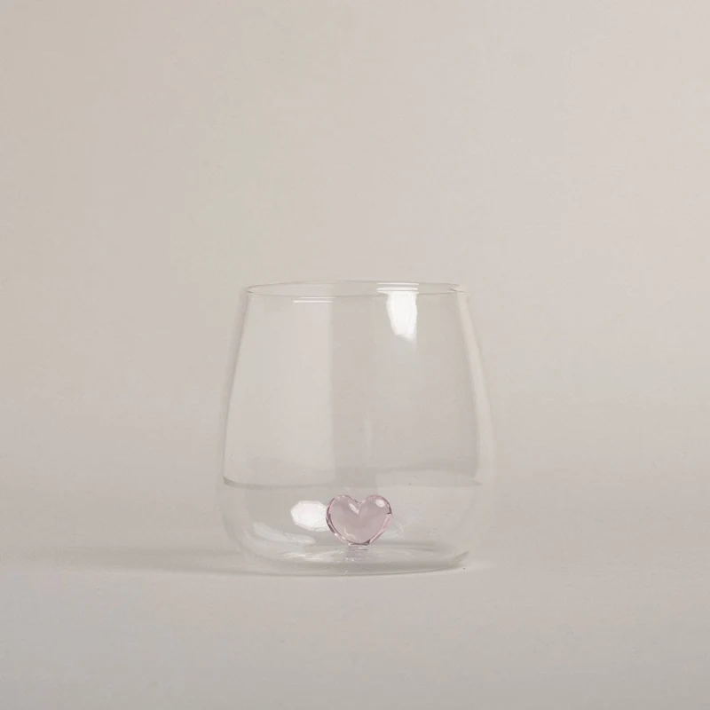 Trinkglas Figurenglas - Herzfigur rosa