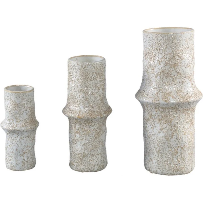 Vase Poales M - natürliche Keramikvase Weiß Ø 8 × H 24 cm