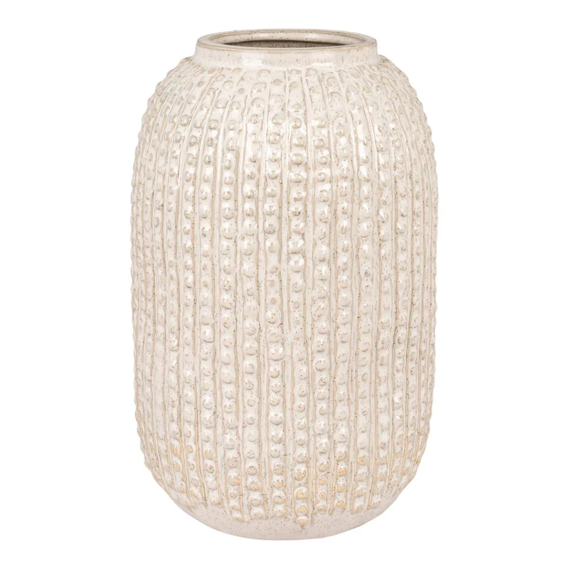 Vase - beige mit Muster - Ø16x25,5 cm