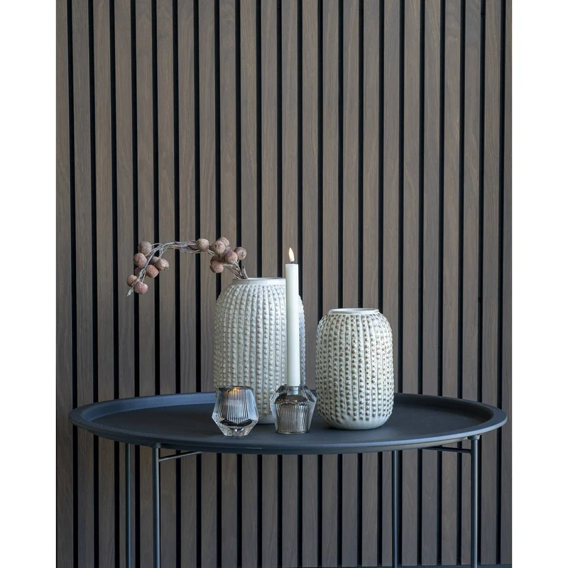 Vase - beige mit Muster - Ø16x25,5 cm