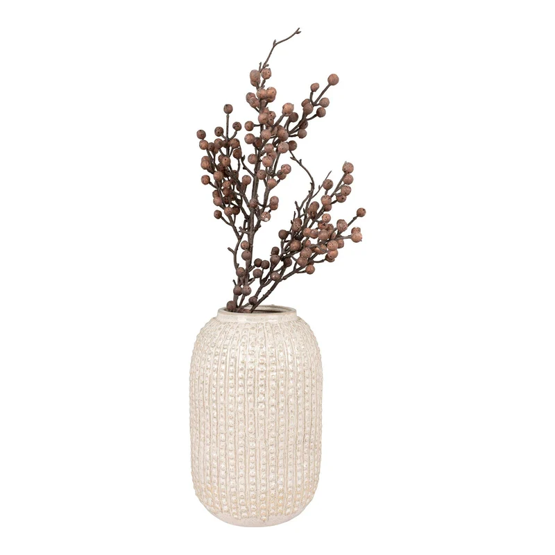 Vase - beige mit Muster - Ø16x25,5 cm