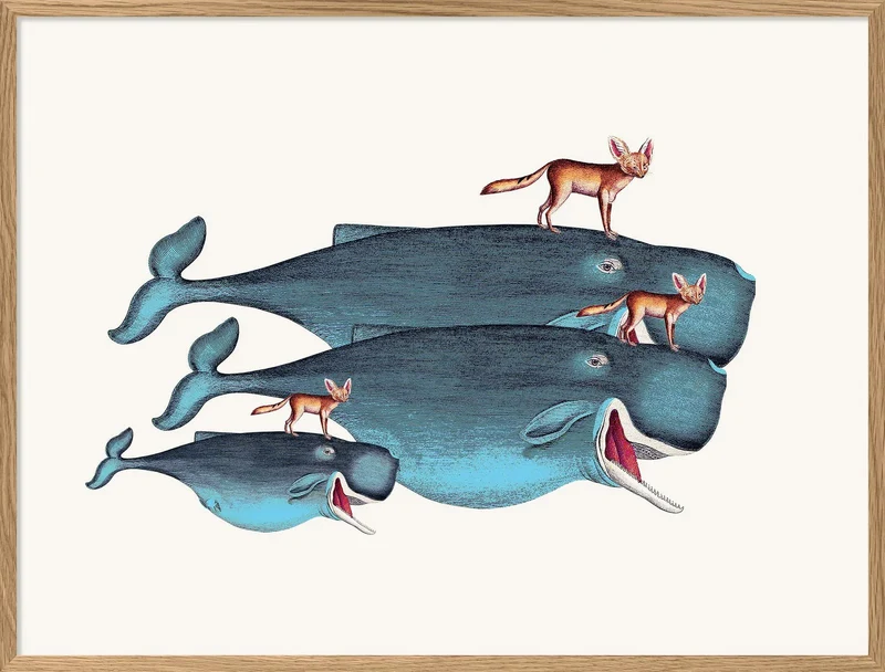 Kunstdruck 'Whales and Desert Foxes' Poster 40x30 - The Dybdahl Co