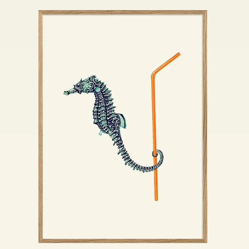 Seahorse and Straw 30x40 Poster Kunstdruck - The Dybdahl Co