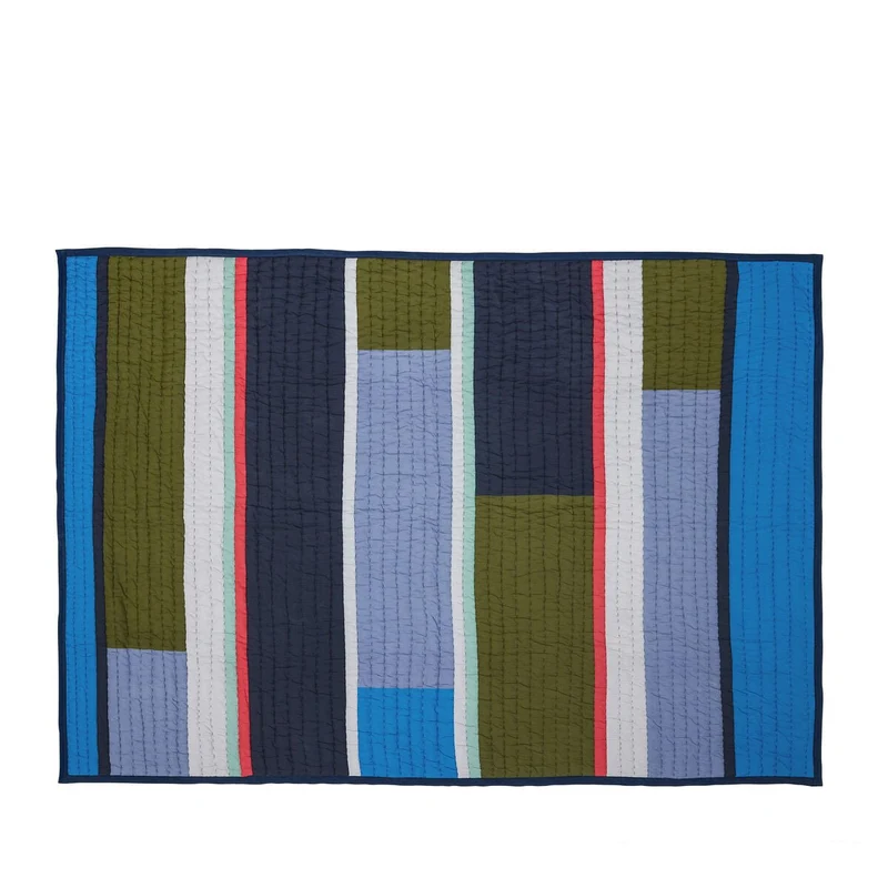 Baumwolldecke Pavilion Plaid Block – Blue Multicolour 140×200 - Hübsch Interior