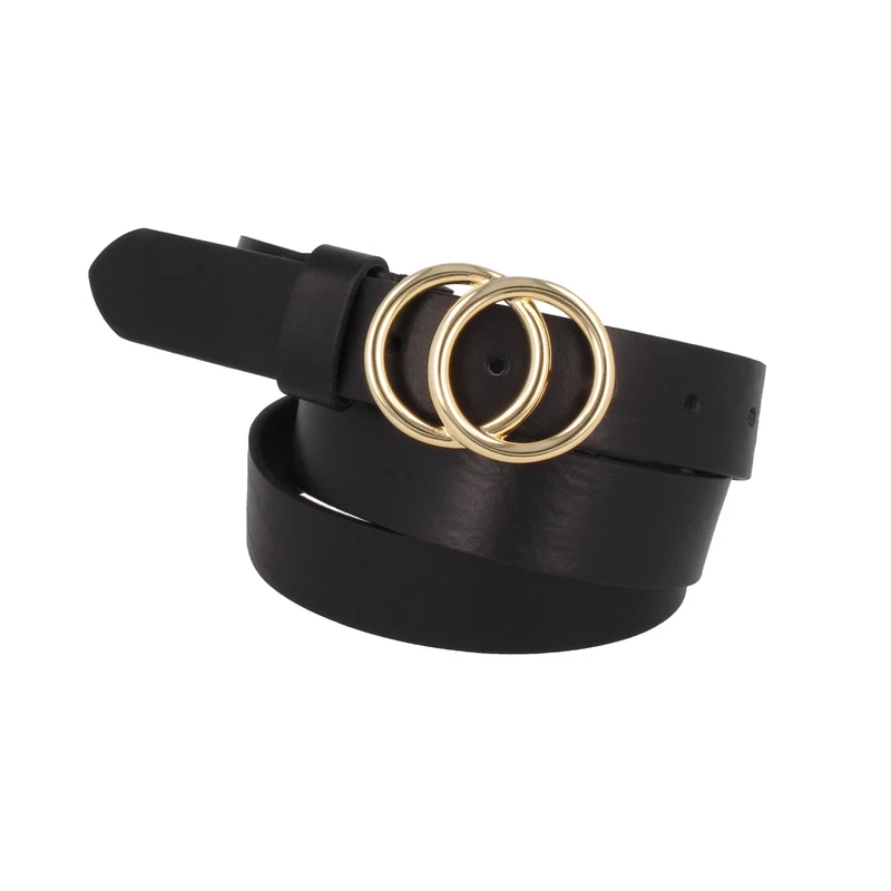 Gürtel CUOIO Leder - Schwarz Ringe Gold
