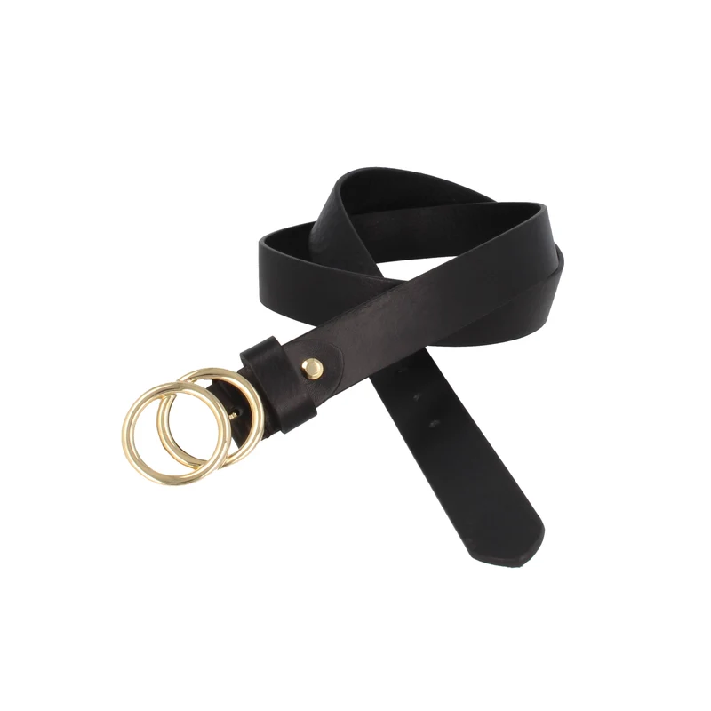 Gürtel CUOIO Leder - Schwarz Ringe Gold