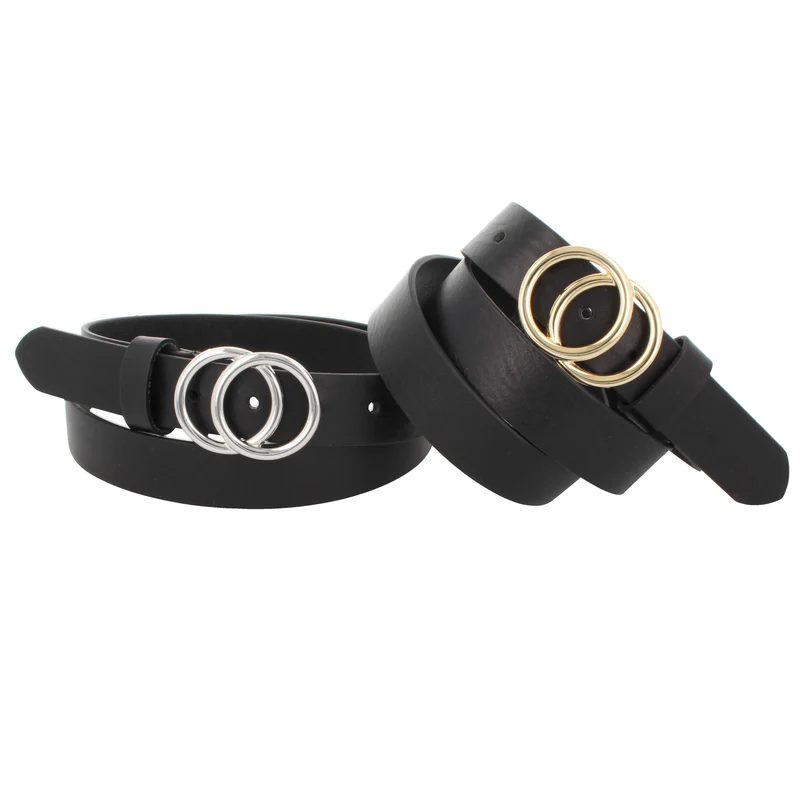 Gürtel CUOIO Leder - Schwarz Ringe Gold