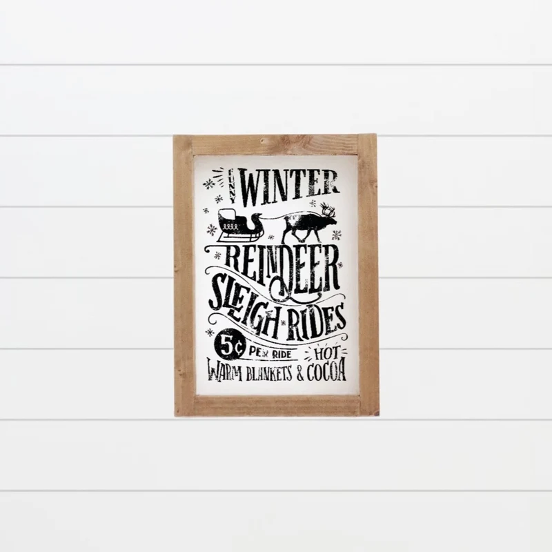 Landhaus Schild | Funny Winter Reindeer Sleigh Rides