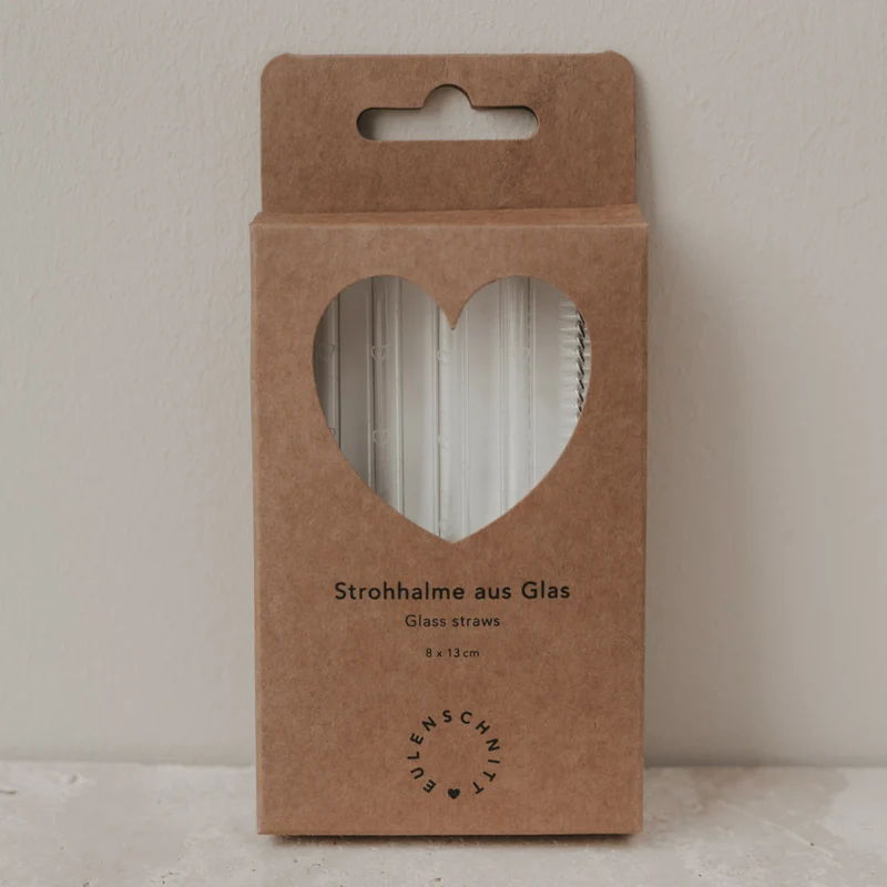 Strohhalme - Herzen weiss - 4er SET mit Bürste