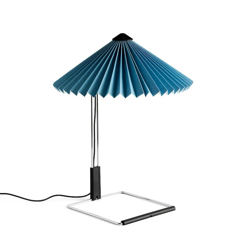 Tischleuchte Matin Chrom Blau Ø 30cm - HAY