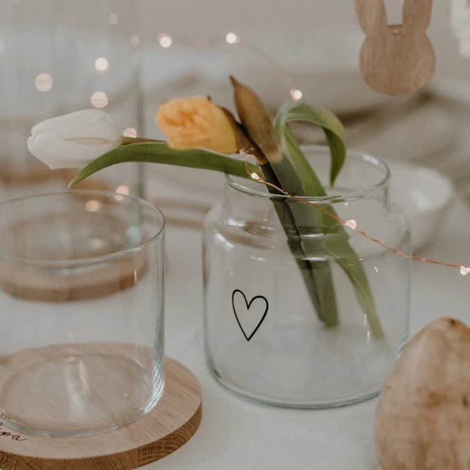 Vase und Windlicht - Glas Herz - M