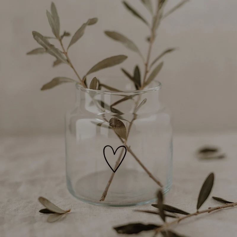 Vase und Windlicht - Glas Herz - M