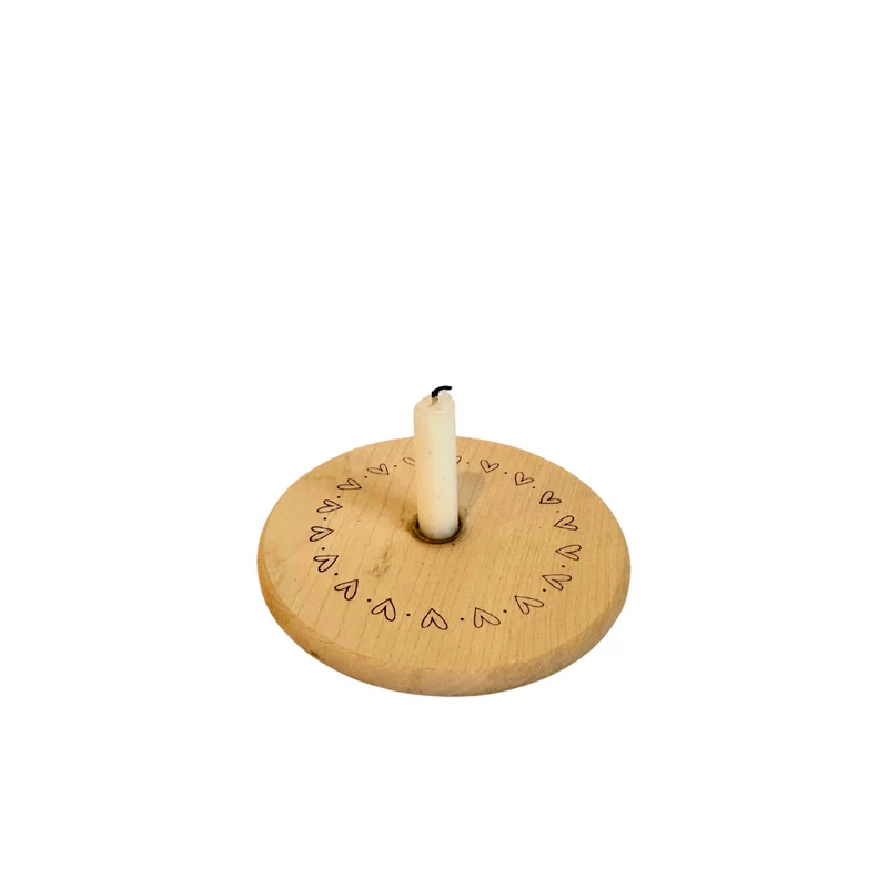 Kerzenhalter Holz m. Herzen - B-Ware