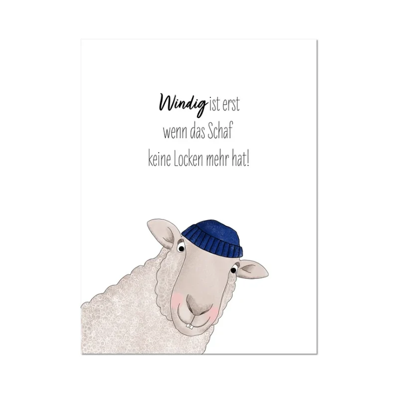 Postkarte • Windig ist Schaf Locken