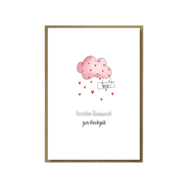 Klappkarte m. Umschlag - Hochzeit - Wolke 7