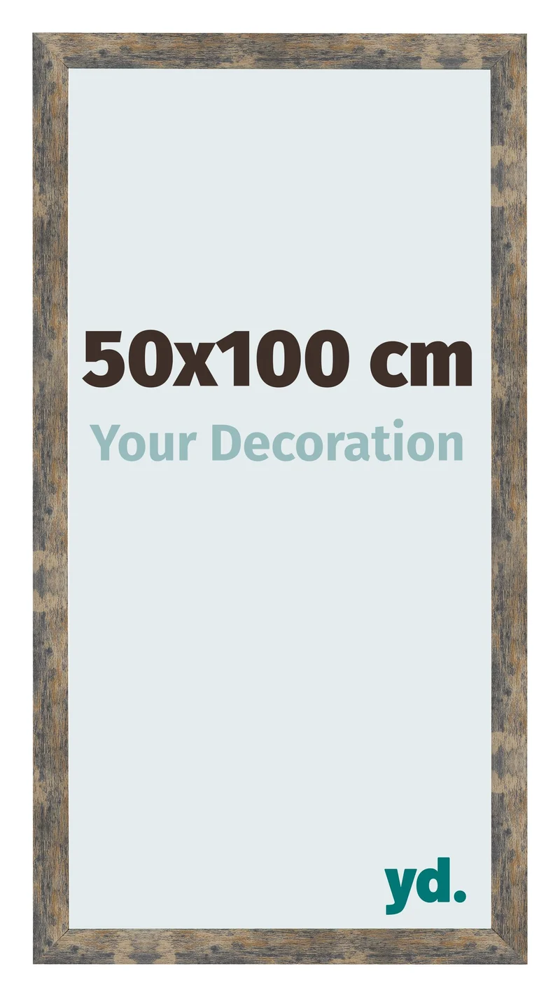 Bilderrahmen 50x100 cm - Blau Gold Meliert - MDF - Bologna
