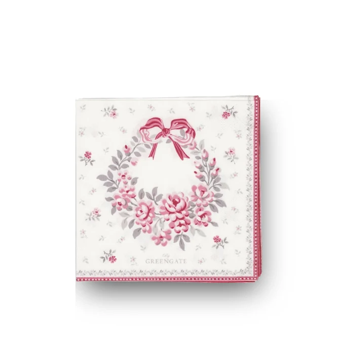 Papierserviette S • Flora white pieceprinted