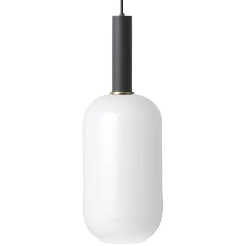 Lampenschirm Opal Shade mit langer Fassung Collect Pendant schwarz - ferm LIVING