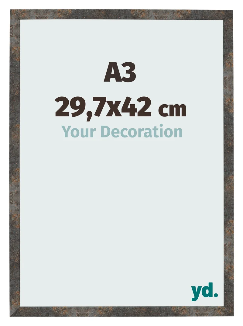 Bilderrahmen A3 - 29,7x42 cm - Oxidiertes Metall - MDF - Bologna