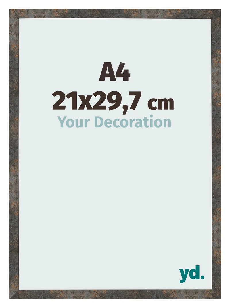 Bilderrahmen A4 - 21x29,7 cm - Oxidiertes Metall - MDF - Bologna