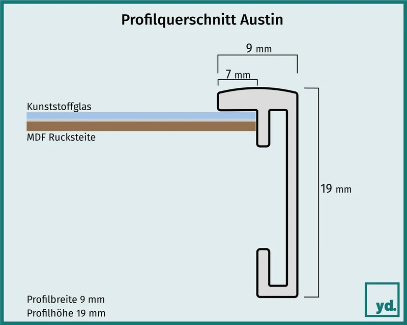 Bilderrahmen 61x91,5 cm - Schwarz Hochglanz - Aluminium - Kent