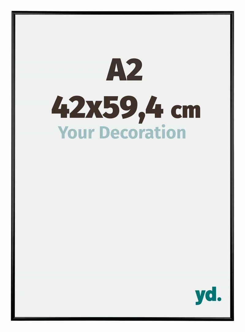Bilderrahmen A2 - 42x59,4 cm - DIN A2 Schwarz Hochglanz - Aluminium - Kent