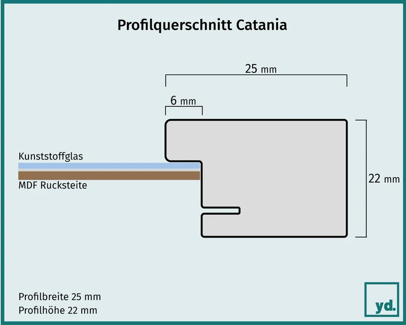 Bilderrahmen 46x61 cm - Silberglanz - MDF - Catania