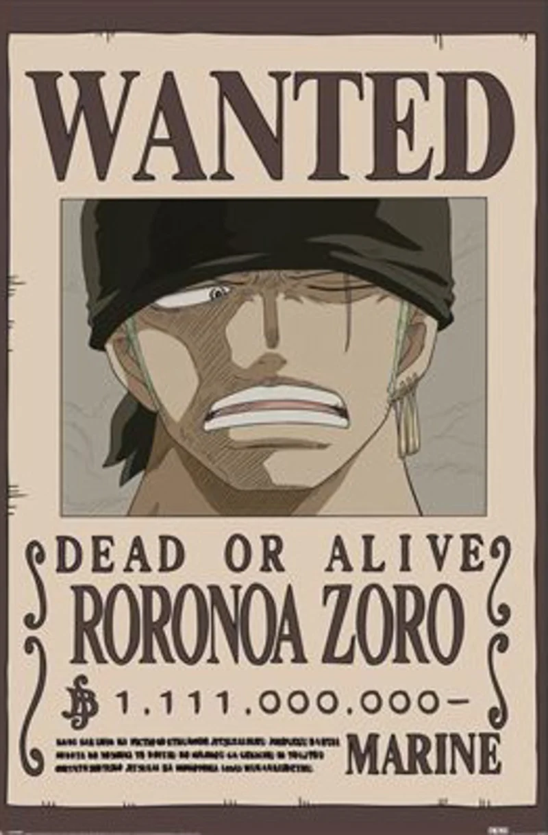 Poster One Piece - Wanted Zoro 61x91,5cm