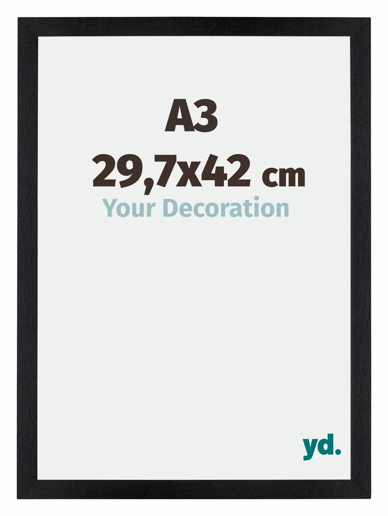 Bilderrahmen A3 - 29,7x42 cm - DIN A3 Schwarz Matt - MDF - Mura