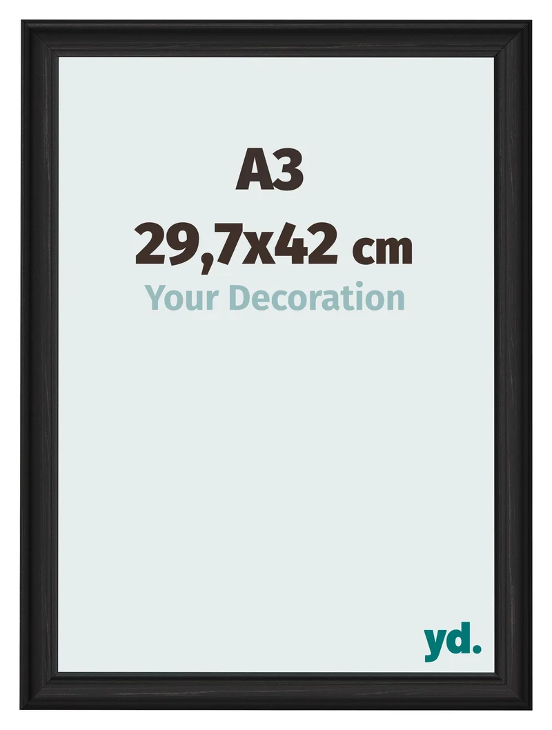 Bilderrahmen A3 - 29,7x42 cm - Schwarz Gemasert - MDF - Lazio