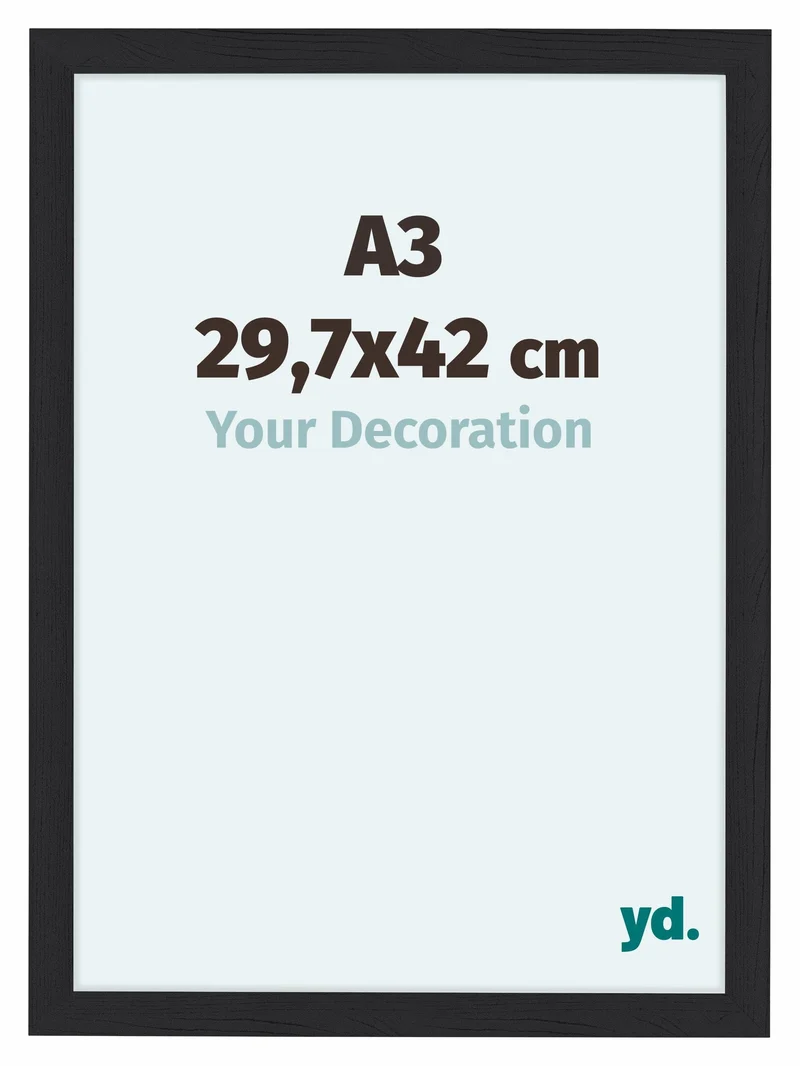 Bilderrahmen A3 - 29,7x42 cm - Schwarz Gemasert - MDF - Como