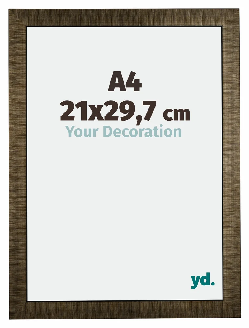 Bilderrahmen A4 - 21x29,7 cm - DIN A4 Champagner Gebürstet - Holz - Leeds