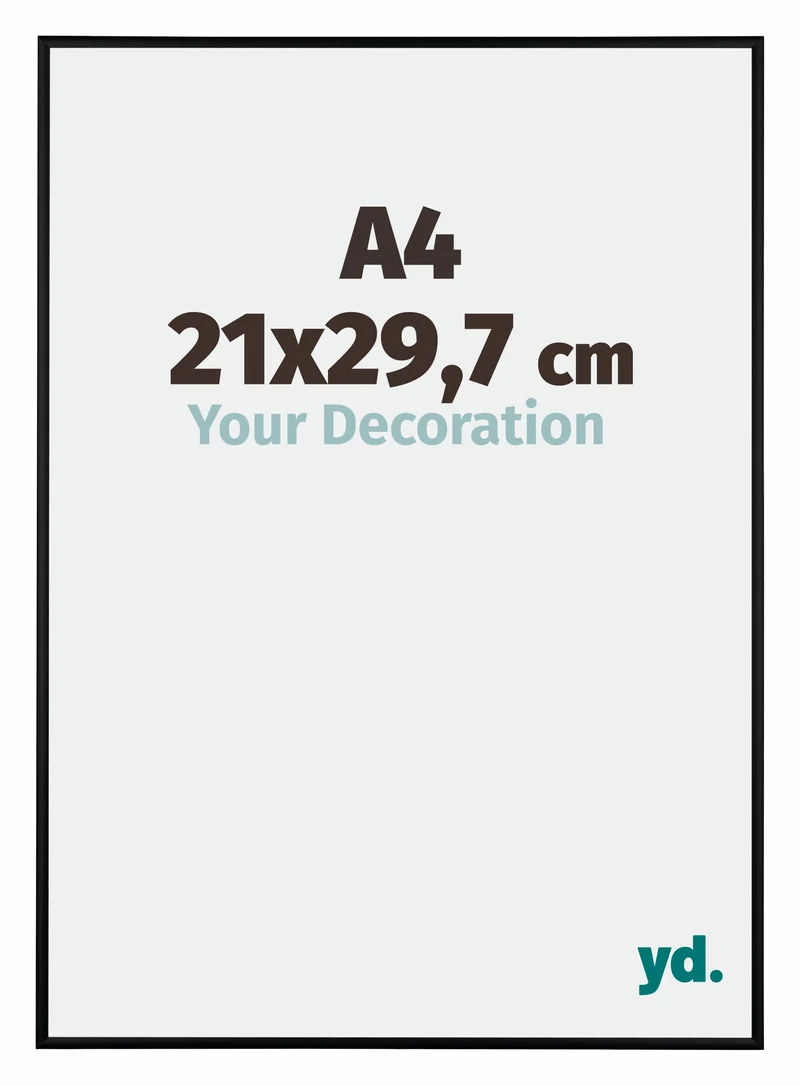 Bilderrahmen A4 - 21x29,7 cm - DIN A4 Schwarz Matt - Aluminium - Kent