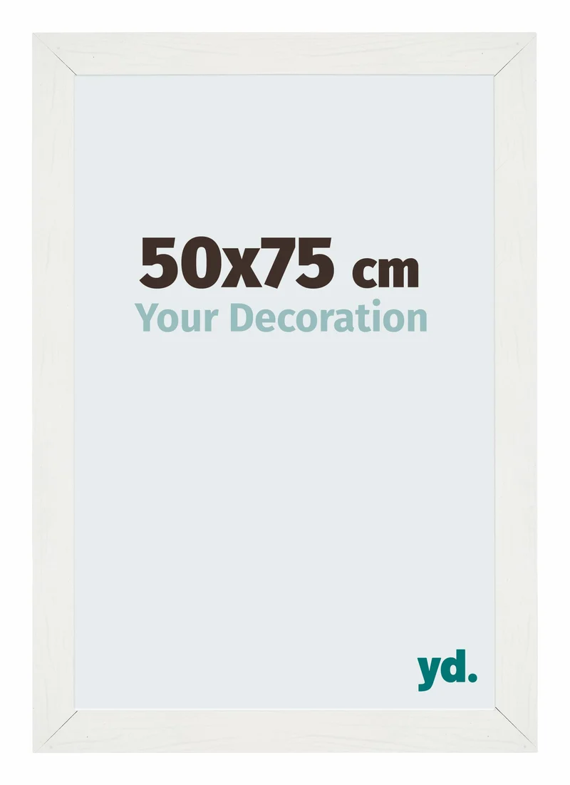 Bilderrahmen 50x75 cm - Weiss Gemasert - MDF - Mura