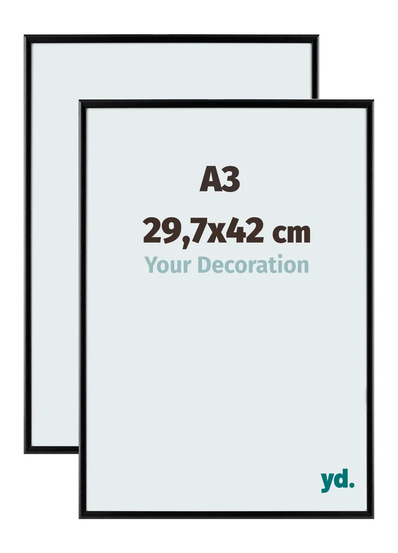 Bilderrahmen A3 - 29,7x42 cm - DIN A3 Schwarz - 2 Stück - Aluminium - Aurora