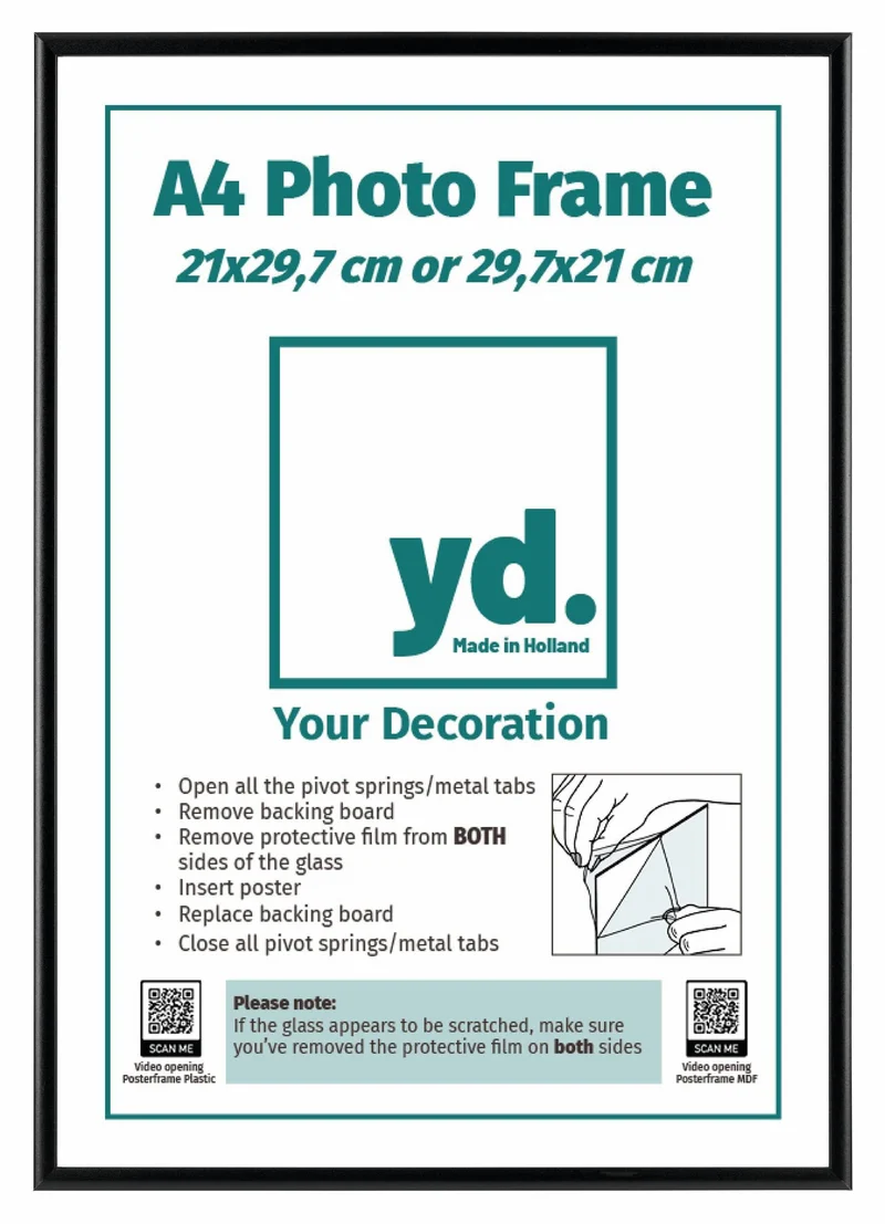 Bilderrahmen A4 - 21x29,7 cm - DIN A4 Schwarz - Aluminium - Aurora