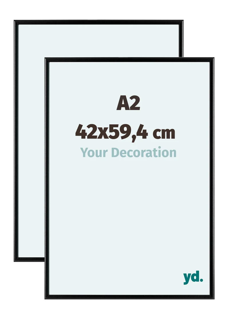 Bilderrahmen A2 - 42x59,4 cm - DIN A2 Schwarz - 2 Stück - Aluminium - Aurora