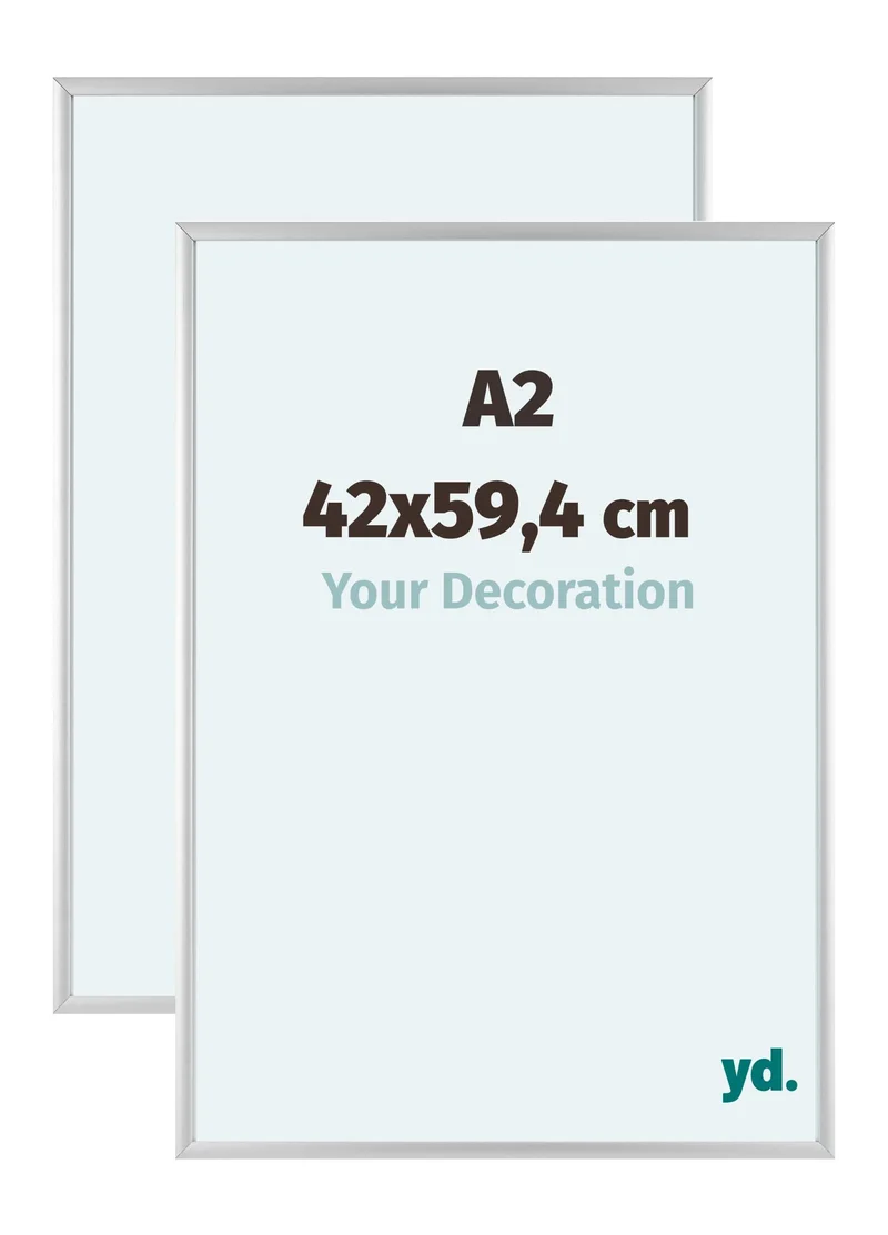 Bilderrahmen A2 - 42x59,4 cm - DIN A2 Silber - 2 Stück - Aluminium - Aurora