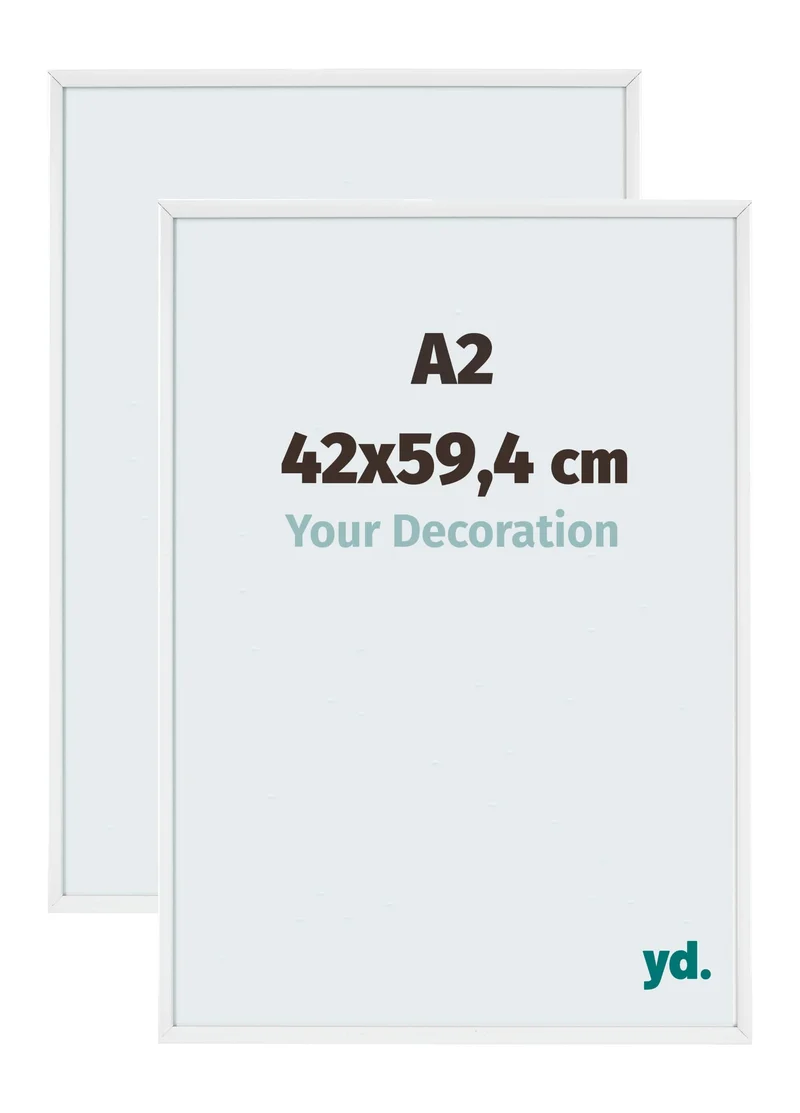 Bilderrahmen A2 - 42x59,4 cm - DIN A2 Weiss - 2 Stück - Aluminium - Aurora