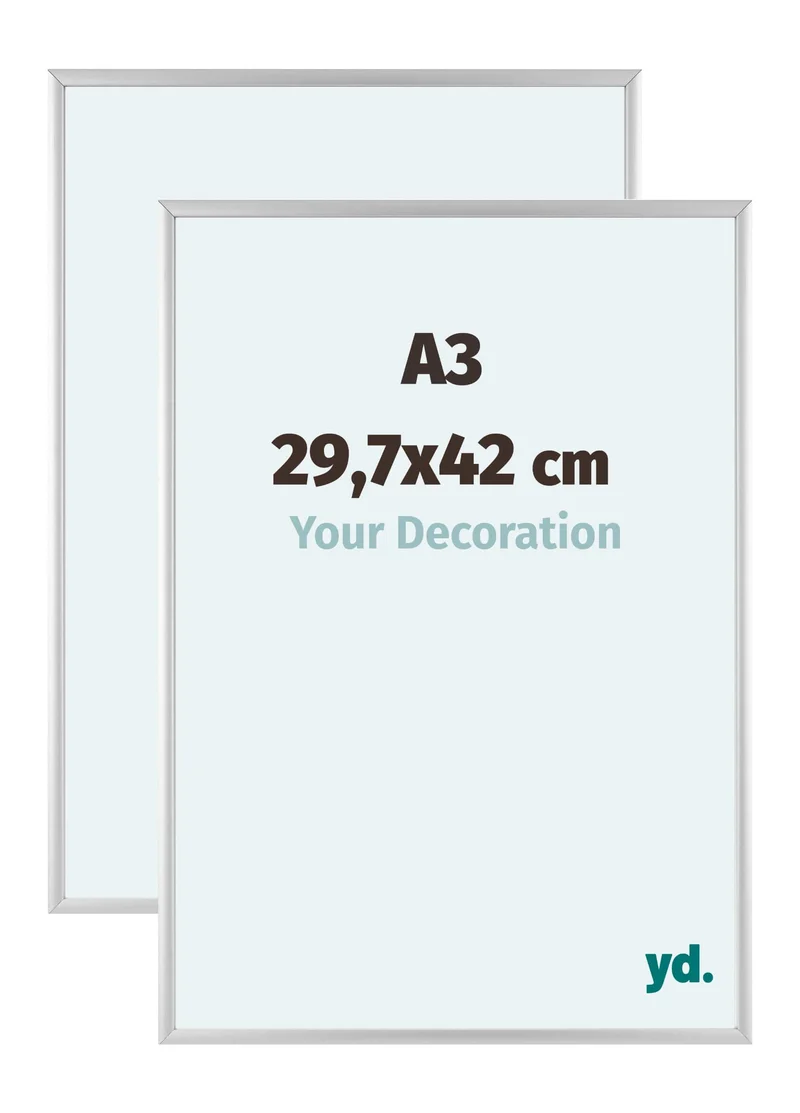 Bilderrahmen A3 - 29,7x42 cm - DIN A3 Silber - 2 Stück - Aluminium - Aurora