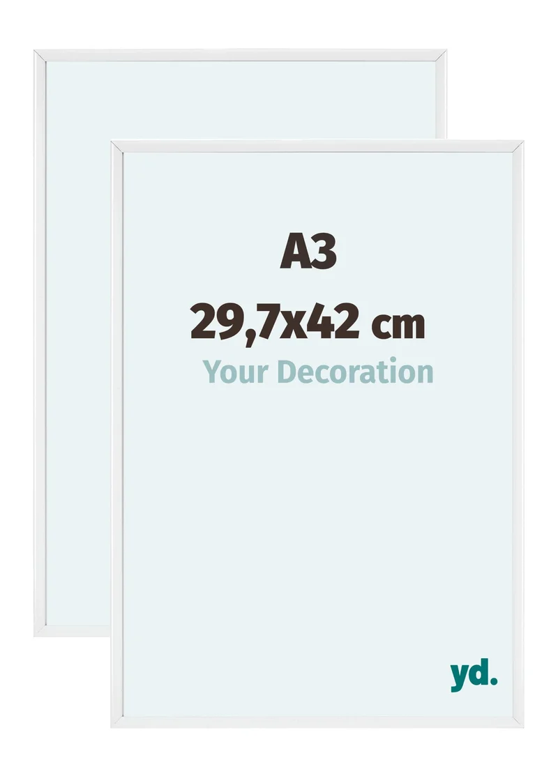 Bilderrahmen A3 - 29,7x42 cm - DIN A3 Weiss - 2 Stück - Aluminium - Aurora